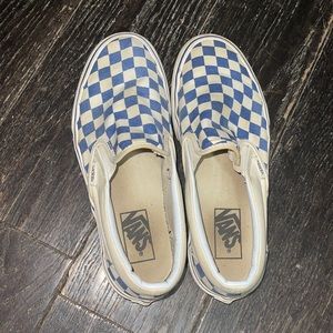 Blue checkered slip on vans size 7.5